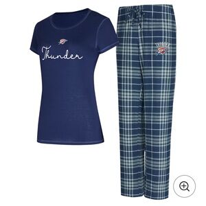 OKC Thunder Women’s Flannel Pajama Set Short Sleeve Medium New Gift Set